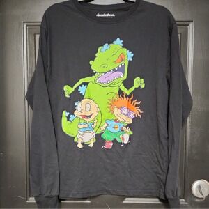 Nickelodeon Rugrats Medium (38/40) Long Sleeve Shirt Black Tommy Chuckie Reptar